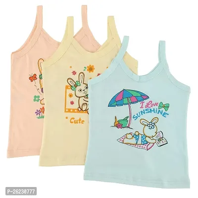 Multicolored Printed Vest Camisole Slip For Girls (Pack of 3)-thumb0