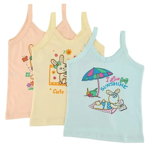 Multicolored Printed Vest Camisole Slip For Girls (Pack of 3)