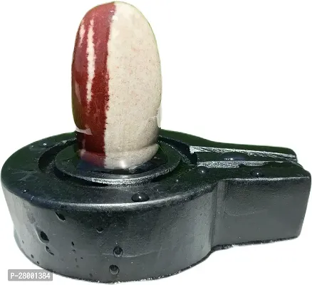 Original Ardhanarishwar Narmadeshwar Shivling /Natural Narmada Stone Shivling For Home Puja ( brown white1.5 Inch Shivling*3Inch Jaladhari )