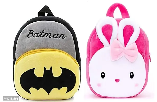 DP STAR Batman  Konggi Rabbit Velvet Soft Plush Cartoon School Bag Combo for Kids School Nursery Picnic (1-6 Years)