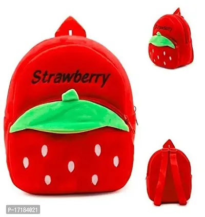 DP STAR Kids Nursary School Bag Soft PlushVelvet Backpacks Cartoon Baby Boy/Girl (2-5 Years) PADAY_BAG_1 (Strawerry Red_Green)-thumb4