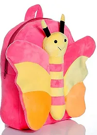 DP STAR BUTTERFLY Multicolor Velvet Soft Plush Cartoon School Bag for Kids School Nursery Picnic (1-5Years)-thumb2