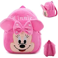 BRIJ Bags Minnie Kids Bags for School 10Ltr Baby/Boys/Girls Velvet Backpack (Pink)-thumb1