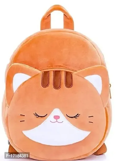 DP STAR Cute Kid's Soft Velvet Animal Cartoon Brown Cute Cat School Backpack Bag for Baby Boy/Girl (3-6 Years)(Small bag for kids)