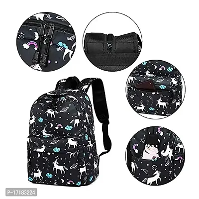 DP STAR Waterproof Kids Backpack, Girls  Women Stylish Trendy College, School  College Bags (BLACK UNICORN BAG) 20 L-thumb2