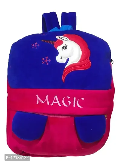 DP STAR Cute Kid's Soft Velvet Animal Magic Unicorn Pink (Malticolor) School Backpack Bag for Baby Boy/Girl (3-6 Years) (BLUE)-thumb0