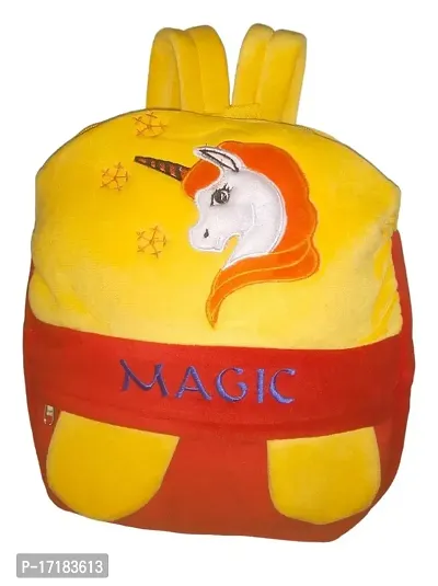 Cute Kid's Soft Velvet Animal Magic Unicorn (Malticolor) School Backpack Bag for Baby Boy/Girl (3-6 Years) (YELLOW)