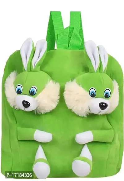 DP STAR Rabbit School Backpack Velvet/Nursery Plush School Bag, Backpack, Fabric Material School Bag (MALTICOLOR) (GREEN)