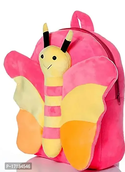 DP STAR BUTTERFLY Multicolor Velvet Soft Plush Cartoon School Bag for Kids School Nursery Picnic (1-5Years)-thumb4