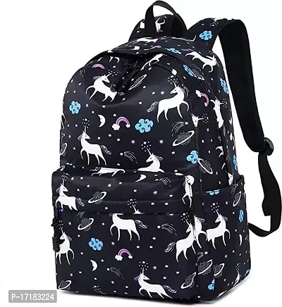 DP STAR Waterproof Kids Backpack, Girls  Women Stylish Trendy College, School  College Bags (BLACK UNICORN BAG) 20 L-thumb0