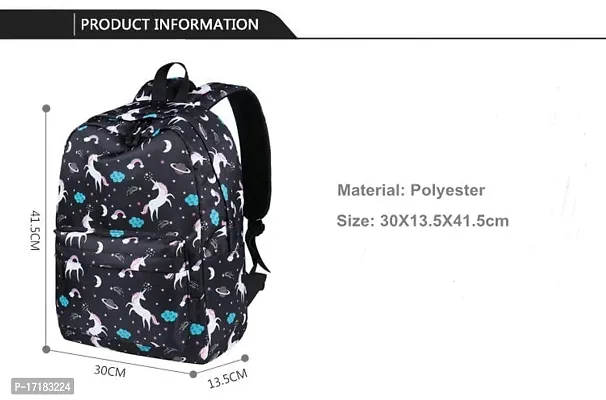 DP STAR Waterproof Kids Backpack, Girls  Women Stylish Trendy College, School  College Bags (BLACK UNICORN BAG) 20 L-thumb3