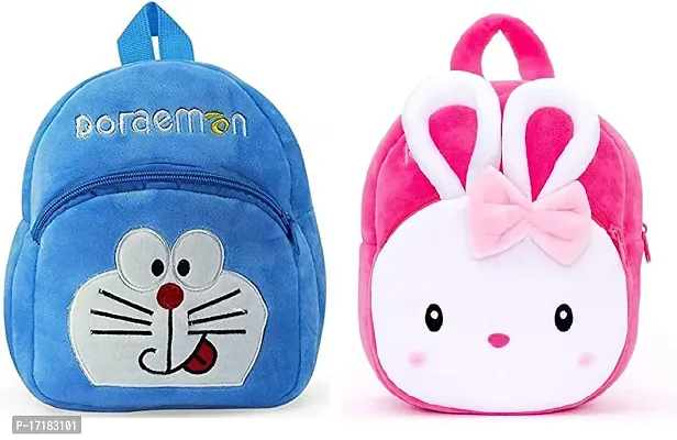 DP STAR Doreamon  Konngi Rabbit Velvet Soft Plush Cartoon School Bag Combo for Kids School Nursery Picnic (1-6 Years)-thumb0