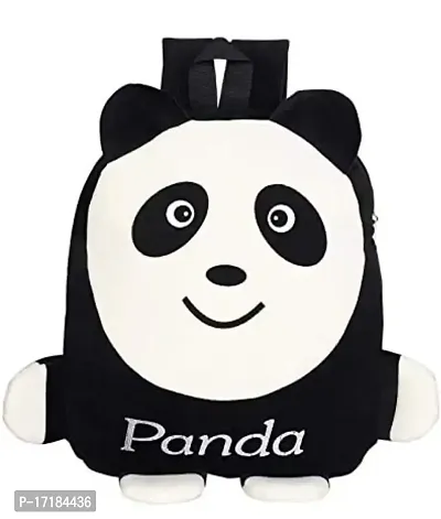 DP STAR Black Panda Velvet Soft Plush Cartoon School Bag for Kids School Nursery Picnic (1-5 Years)