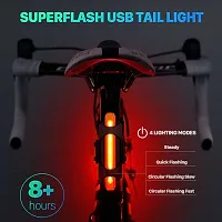 Cycle Tail Light 7 Mode Waterproof USB Rechargeable (Red) LED Rear Break Light-thumb2