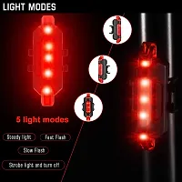 Cycle Tail Light 7 Mode Waterproof USB Rechargeable (Red) LED Rear Break Light-thumb3