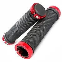 Bicycle Grip Red Cycling Lock-on Anti-Slip Cycle Handle Grips 1pair (Red)-thumb2