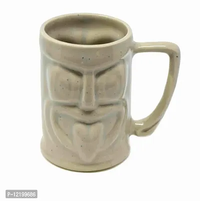 The Himalayan Goods Company - Cool Ceramic Tiki Mug Party Mugs Glasses, Beer Cocktail Hawaii, Island Mugs 375ml (Tan or Beige)