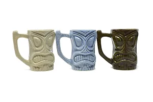 The Himalayan Goods Company - Cool Ceramic Tiki Mug Party Mugs Glasses, Beer Cocktail Hawaii, Island Mugs 375ml (Tan Beige)-thumb3