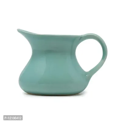 The Himalayan Goods Company - Value Series Stoneware Ceramic Milk Jug or Oil Pourer or Pitcher 275 ml (Green and Beige)-thumb0
