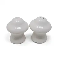 The Himalayan Goods Company Set Pack of Mushroom Shaped Ceramic Salt Pepper Spice Shaker Sprinkler (White)-thumb1