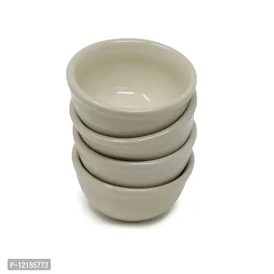 The Himalayan Goods Company - Set or Pack of Stoneware Ceramic Stacking Dessert or Chutney or Sauce Bowls 125 ml (Off-White)-thumb0