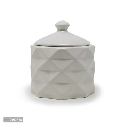 The Himalayan Goods Company Contemporary Diamond Inspired Designer Kitchen Container Jar (5x4 inches, 750ml) (White)
