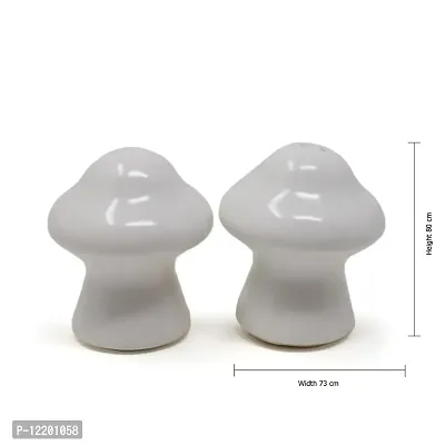 The Himalayan Goods Company Set Pack of Mushroom Shaped Ceramic Salt Pepper Spice Shaker Sprinkler (White)-thumb4