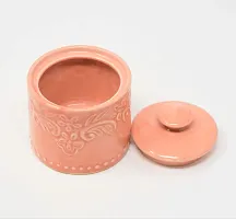 The Himalayan Goods Company Ceramic Pickle Jar - 400ml, Pink, Peach Puff Salmon-thumb2