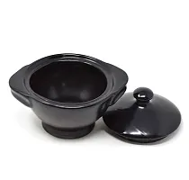 The Himalayan Goods Company Natural Stoneware Ceramic Pot, (300 ml, Black)-thumb2