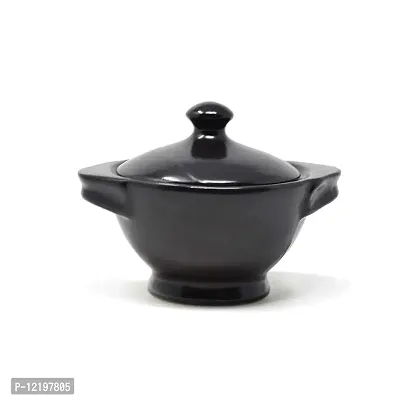 The Himalayan Goods Company Natural Stoneware Ceramic Pot, (300 ml, Black)-thumb0