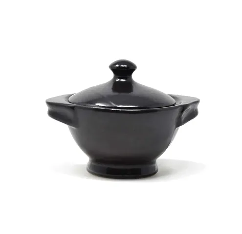 The Himalayan Goods Company Natural Stoneware Ceramic Pot or Casserole or Donga or Handi with Handles 300 ml