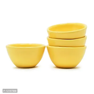 The Himalayan Goods Company Multipurpose Ceramic Sauce Dip, Chutney, Kitchen Measuring, Dessert Serving Bowl (Yellow, Small, 4)