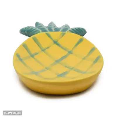 The Himalayan Goods Company Stoneware Ceramic Pineapple Ladle Spoon Rest Stand or Small Snacks Serving Tray (7.5 x 4.5 inches) (Yellow)-thumb0