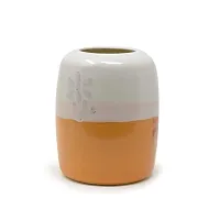 The Himalayan Goods Company Decorative Ceramic Vase Bud Vase Flower Pot 5.75 x 4 inches (Orange and White)-thumb2