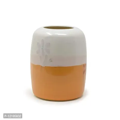 The Himalayan Goods Company Decorative Ceramic Vase Bud Vase Flower Pot 5.75 x 4 inches (Orange and White)-thumb3