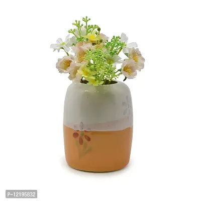 The Himalayan Goods Company Decorative Ceramic Vase Bud Vase Flower Pot 5.75 x 4 inches (Orange and White)