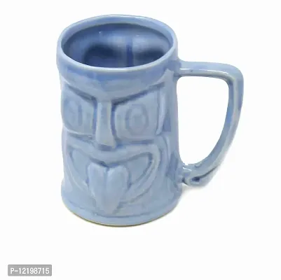 The Himalayan Goods Company - Cool Ceramic Tiki Mug Party Mugs Glasses, Beer Cocktail Hawaii, Island Mugs 375ml (Light Sky Blue)-thumb2