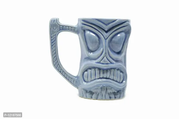 The Himalayan Goods Company Cool Ceramic Tiki Party Mugs Glasses, Beer Cocktail Hawaii, Island Mug 375 ml (Light Sky Blue)-thumb0