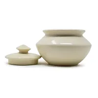 The Himalayan Goods Company - Stoneware Ceramic Pottery Jar ( 550 ml ) or Pot or Indian Handi (White)-thumb2