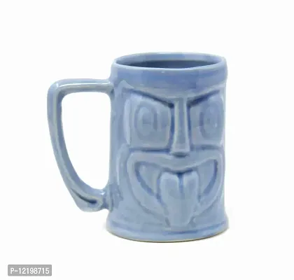 The Himalayan Goods Company - Cool Ceramic Tiki Mug Party Mugs Glasses, Beer Cocktail Hawaii, Island Mugs 375ml (Light Sky Blue)-thumb0