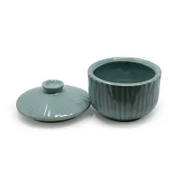 The Himalayan Goods Company Ceramic Solid Bowl with Lid - 500 ml, Sea Green-thumb2