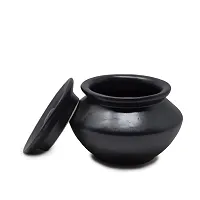 The Himalayan Goods Company - Stoneware Ceramic Pottery Jar Pot or Indian Handi (Black)-thumb2