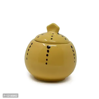 The Himalayan Goods Company Ceramic Sugar Pot or Pickle Jar Spice Slat Container 275 ml (Yellow)