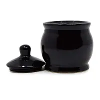 The Himalayan Goods Company 300 ml Ceramic Kitchen Container with Lid Tea Coffee Sugar Spice Pickle Salt Pepper Jar (Black)-thumb1