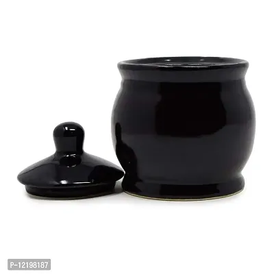 The Himalayan Goods Company 300 ml Ceramic Kitchen Container with Lid Tea Coffee Sugar Spice Pickle Salt Pepper Jar (Black)-thumb2