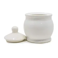 The Himalayan Goods Company 300 ml Ceramic Kitchen Container Tea Coffee Sugar Spice Pickle Jar (White)-thumb1