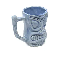 The Himalayan Goods Company Cool Ceramic Tiki Party Mugs Glasses, Beer Cocktail Hawaii, Island Mug 375 ml (Light Sky Blue)-thumb1