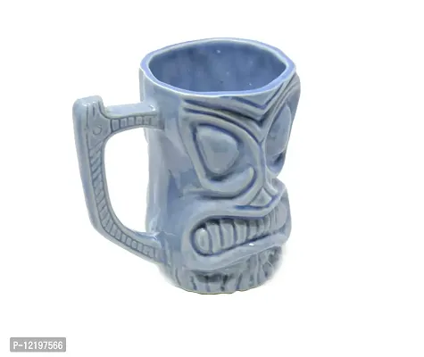 The Himalayan Goods Company Cool Ceramic Tiki Party Mugs Glasses, Beer Cocktail Hawaii, Island Mug 375 ml (Light Sky Blue)-thumb2