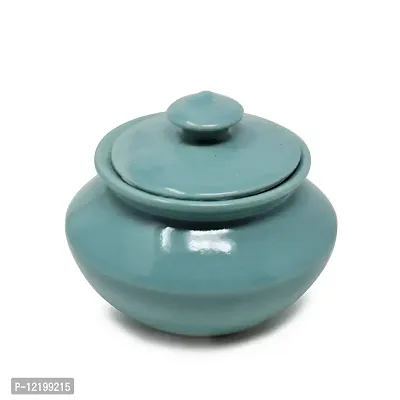 The Himalayan Goods Company Ceramic Container- 550 ml, Sea Green-thumb2