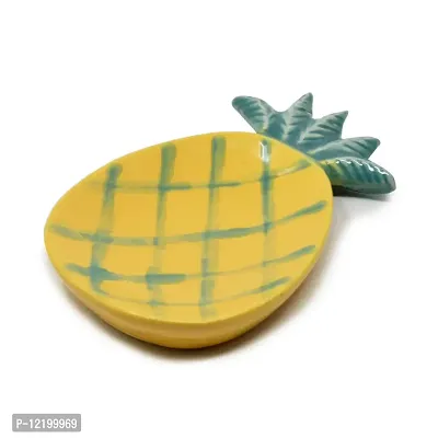 The Himalayan Goods Company Stoneware Ceramic Pineapple Ladle Spoon Rest Stand or Small Snacks Serving Tray (7.5 x 4.5 inches) (Yellow)-thumb3